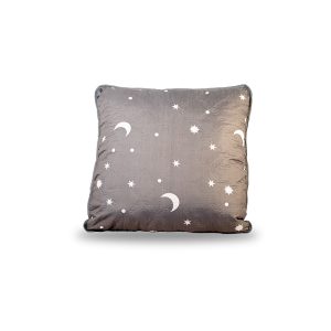 Perna matlasata "Luna si Stele" Coneltex, dimensiuni 40 x 40 cm, patrata, umplutura fibra siliconizata antialergica, culoare gri inchis - imagine 1
